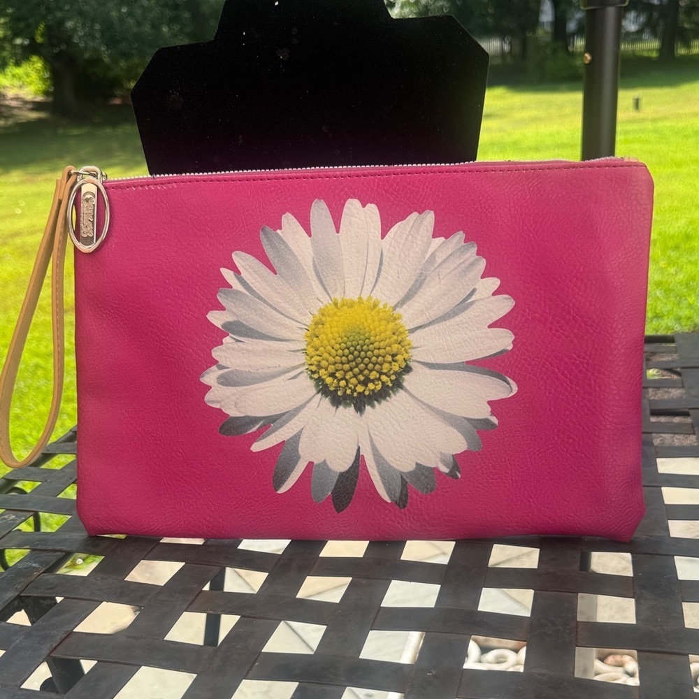 Bag Carlos Santana hand painted Pink Floral Clutch